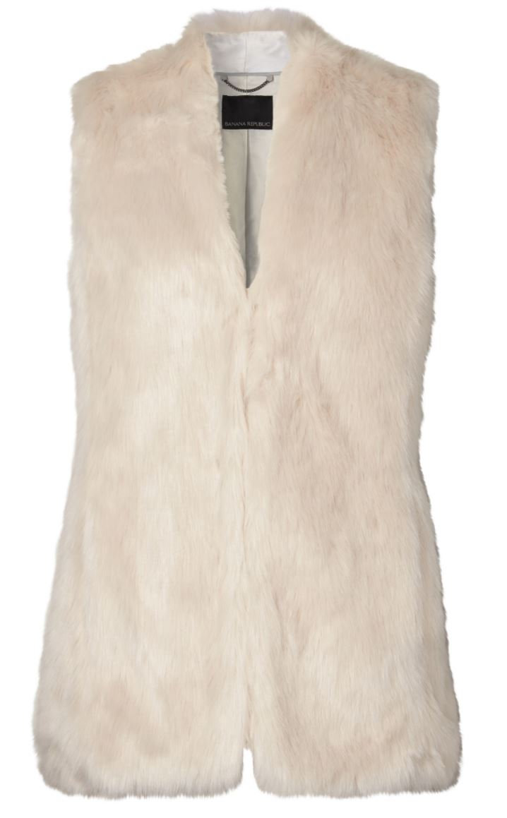 Banana Republic Faur Fur Vest White - Later Ever After - A Chicago ...