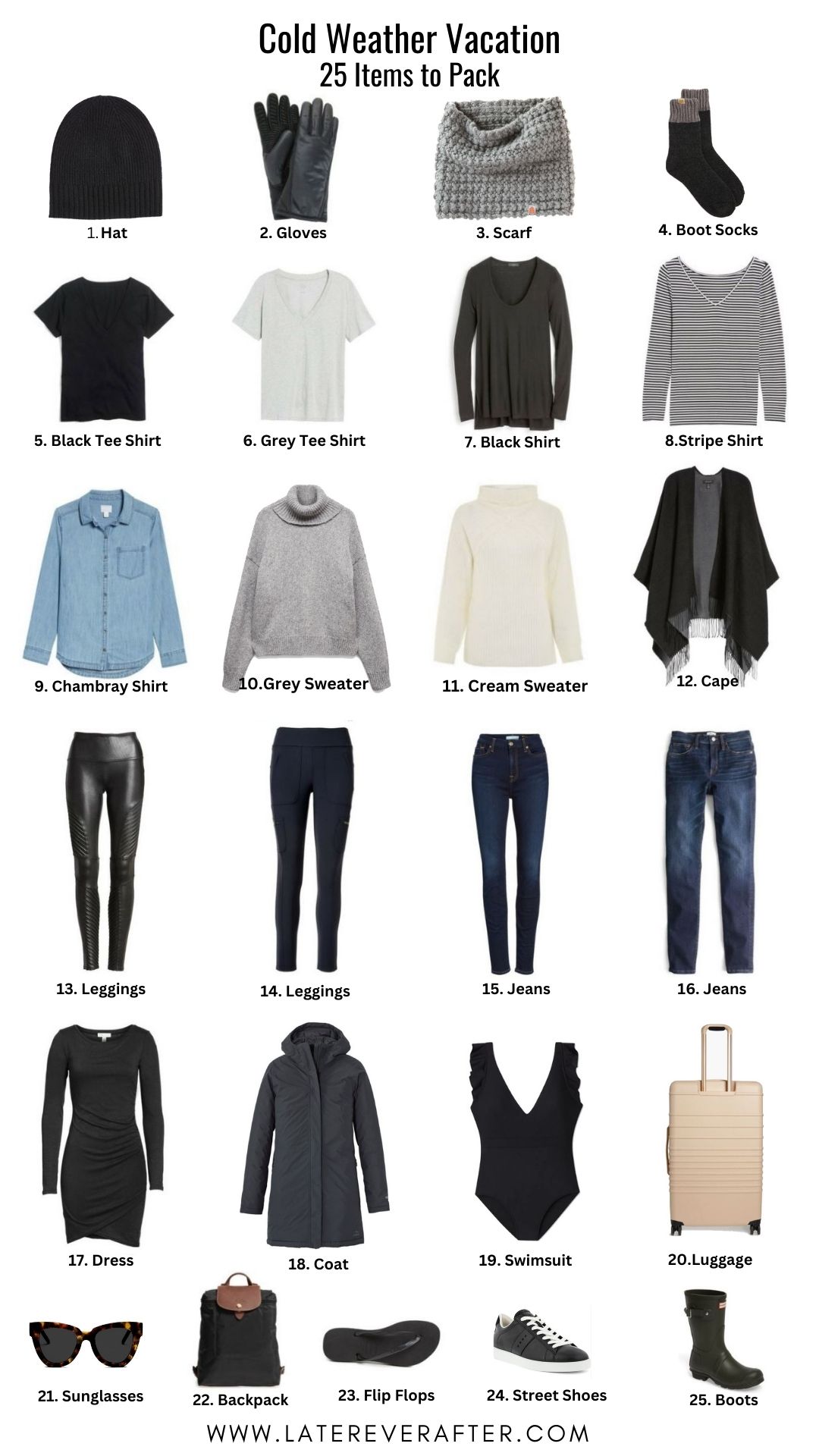 Cold Weather packing list! This is great. via Classic Glam Blog