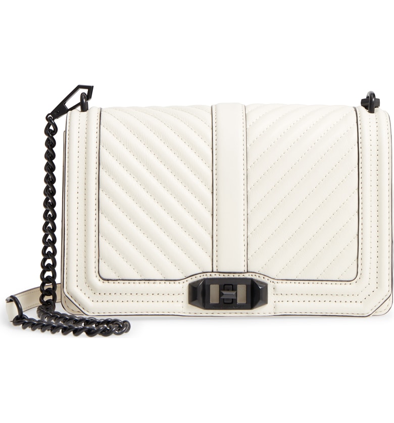 chevron quilted love crossbody bag